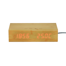Caixa de Som Rádio Relógio Bamboo – Visor De LED Com Bluetooth