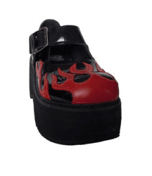 Sapato Boneca Envernizado Flame Chamas Plataforma Couro