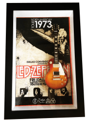 Miniatura Instrumento Musical Guitarra Led Zeppelin Tour North America com quadro