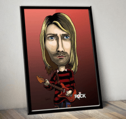Pôster com Moldura Kurt Cobain - Nirvana