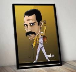 Pôster com Moldura Freddie Mercury - Queen